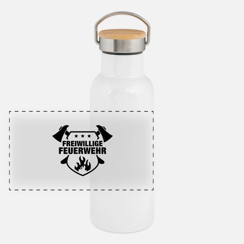 freiwillige_feuerwehr_f1 - Panorama Thermosflasche mit Bambusdeckel - Weiß