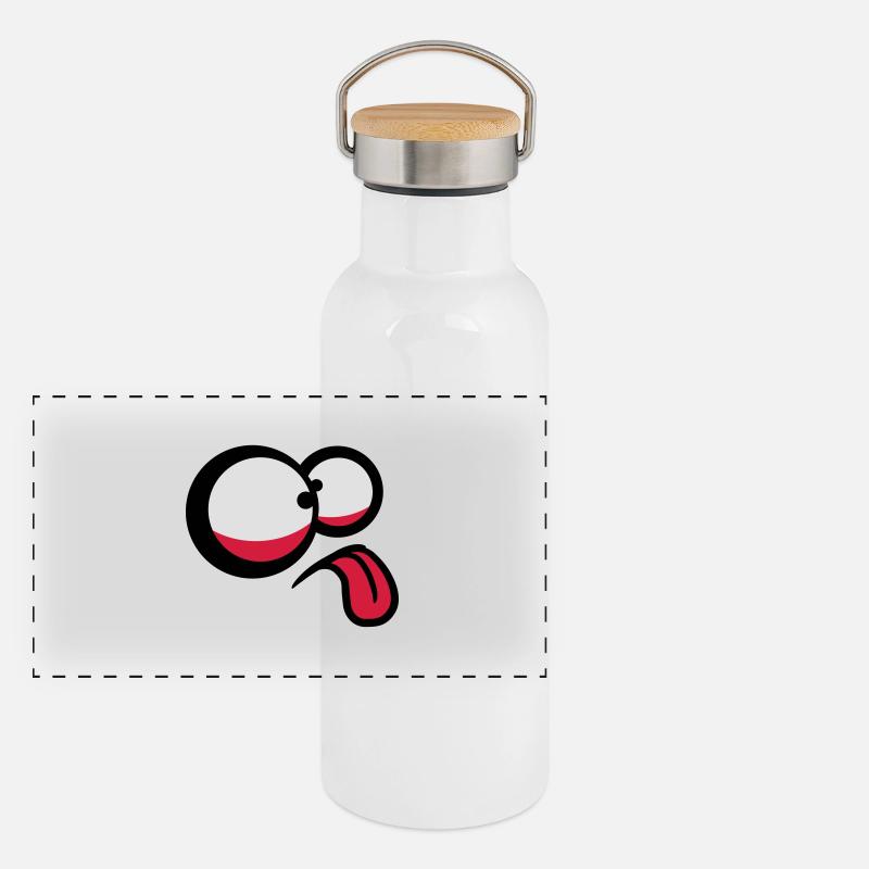 Crazy Comic Face Panorama Thermosflasche mit Bambusdeckel