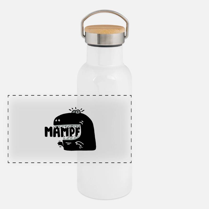 Super hungriger Mampf-T-Rex! Panorama Thermosflasche mit Bambusdeckel