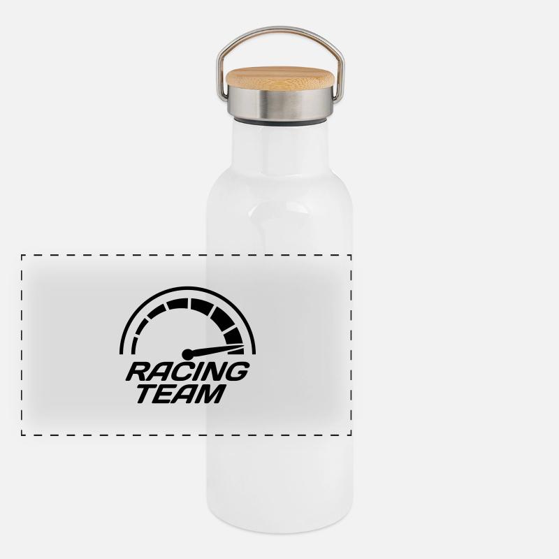 Racing Team Tacho Schnell Rasen Panorama Thermosflasche mit Bambusdeckel