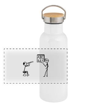 Augenarzt, Sehtest - Panorama Thermosflasche mit Bambusdeckel - Weiß - Vorne