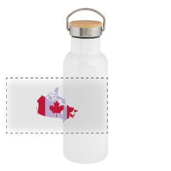 Canada - Gourde isotherme avec bouchon en bambou - blanc - Devant
