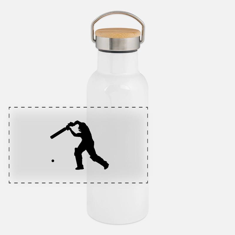 Cricket Player 2 (Vector) Panorama Thermosflasche mit Bambusdeckel