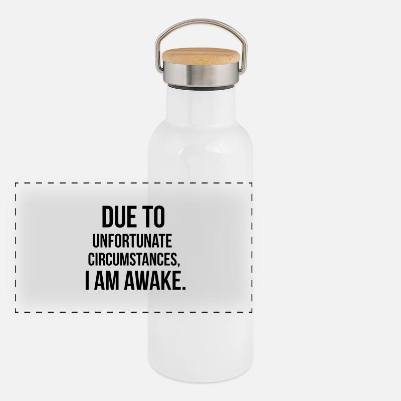 I am awake Panoramic Thermal Bottle with Bamboo Lid
