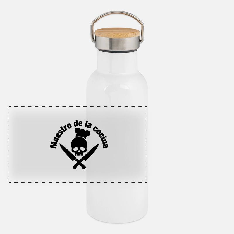 maestro de la cocina / skull / cook Panorama Thermosflasche mit Bambusdeckel