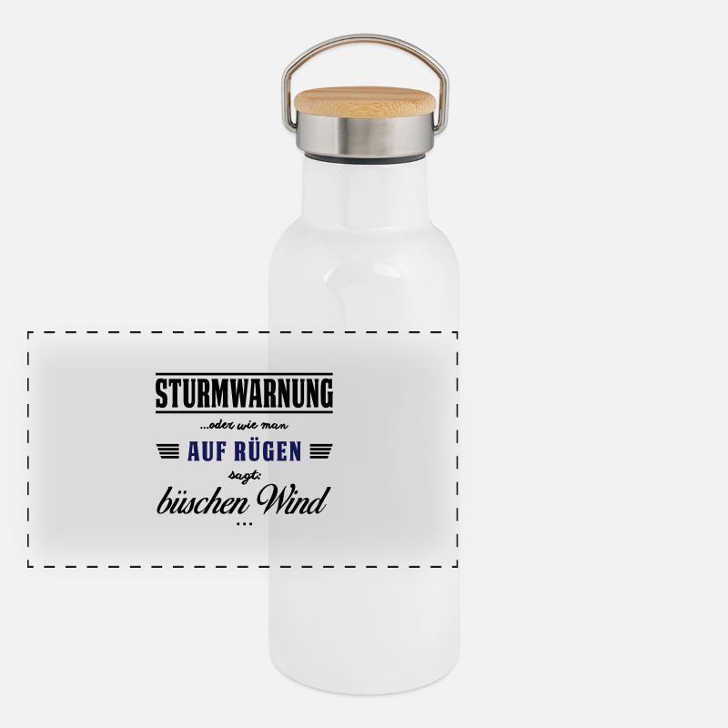 Sturmwarnung Rügen - büschen Wind Panorama Thermosflasche mit Bambusdeckel