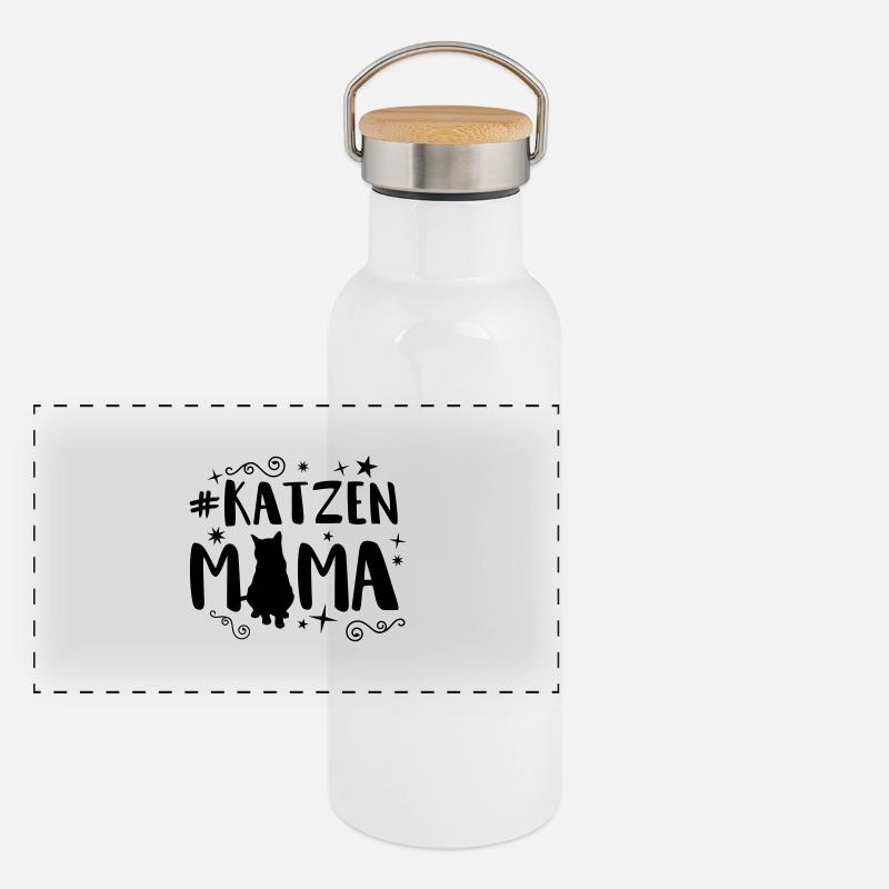 katzen mama Panorama Thermosflasche mit Bambusdeckel
