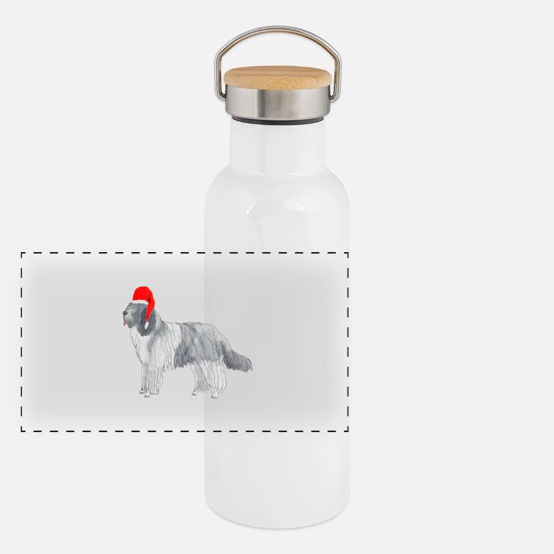 Der Weihnachtshund von Schapendo Panorama Thermosflasche mit Bambusdeckel