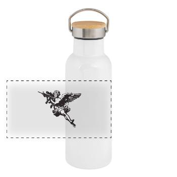Riffle Angle - Panoramic Thermal Bottle with Bamboo Lid - white - Front