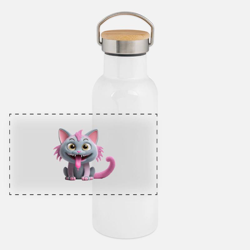 Chat monstre effrayant et mignon Gourde isotherme avec bouchon en bambou