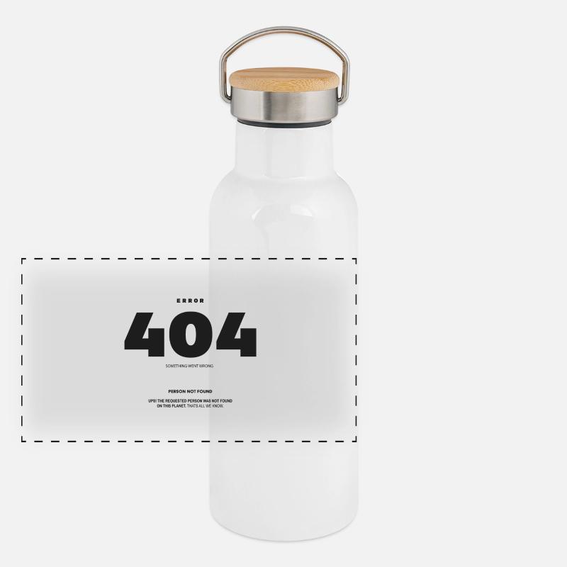 404 - Panorama Thermosflasche mit Bambusdeckel - Weiß