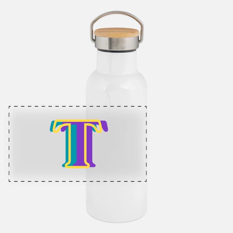 Multi-coloured letter t Panoramic Thermal Bottle with Bamboo Lid