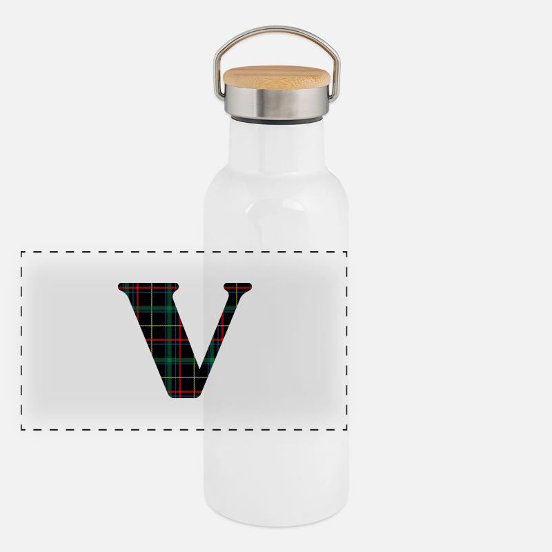 Monogram v scottish tartan Panoramic Thermal Bottle with Bamboo Lid