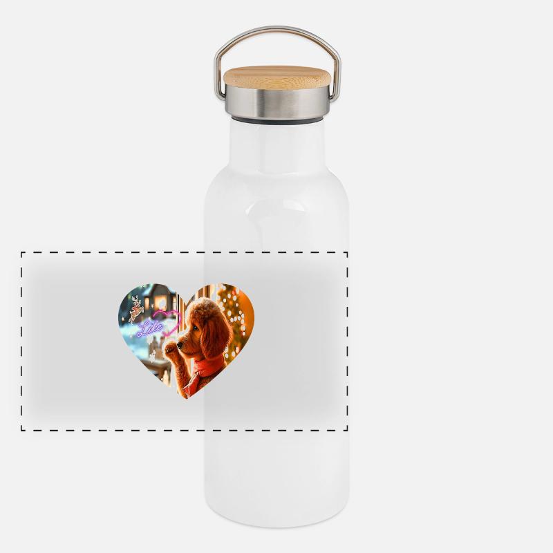 Welpe Panorama Thermosflasche mit Bambusdeckel