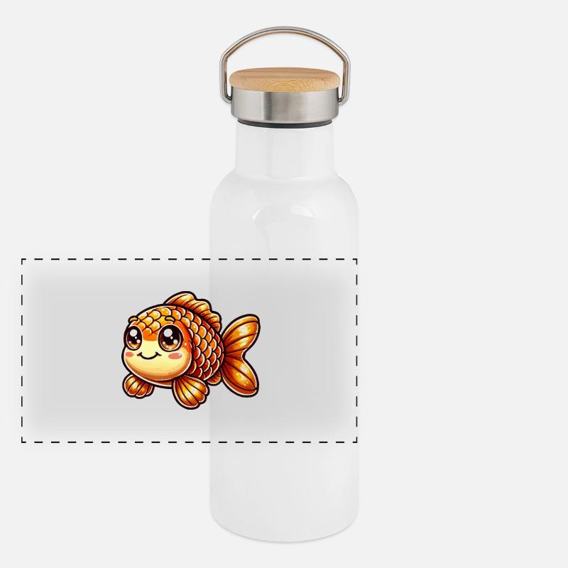 Bande dessinée Poisson Rouge Gourde isotherme avec bouchon en bambou
