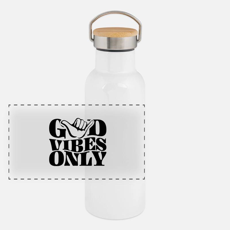 Positive energy - Panoramic Thermal Bottle with Bamboo Lid - white