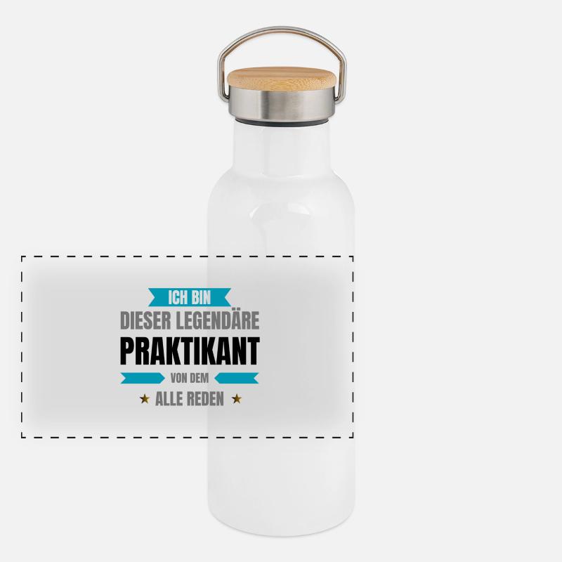 Legendärer Praktikant Panorama Thermosflasche mit Bambusdeckel