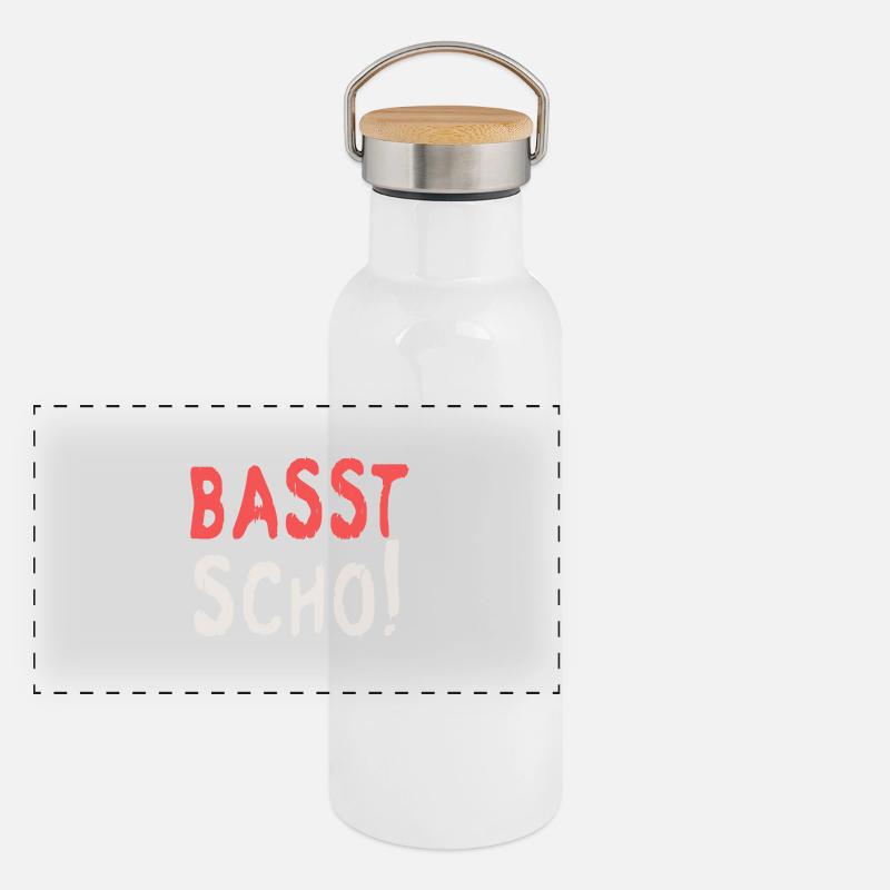 Basst scho rot baige text Panorama Thermosflasche mit Bambusdeckel