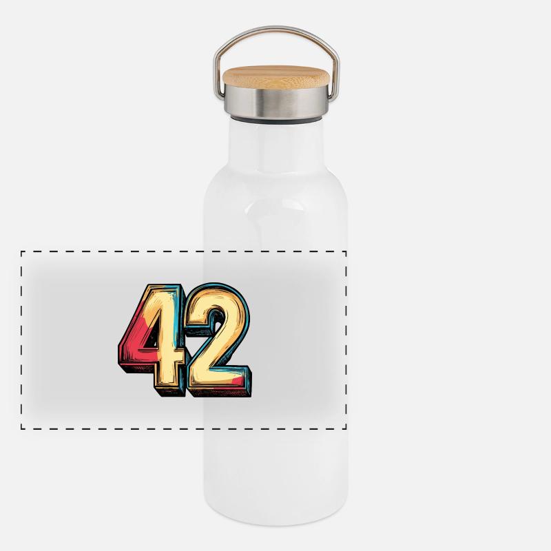 42 Number symbol Panoramic Thermal Bottle with Bamboo Lid