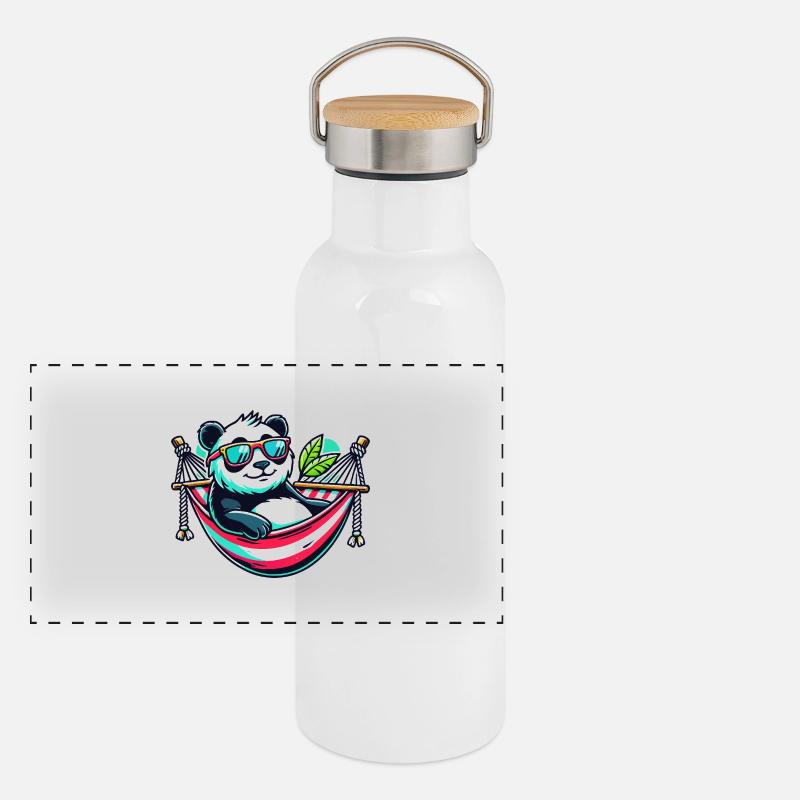 Panda Panorama Thermosflasche mit Bambusdeckel