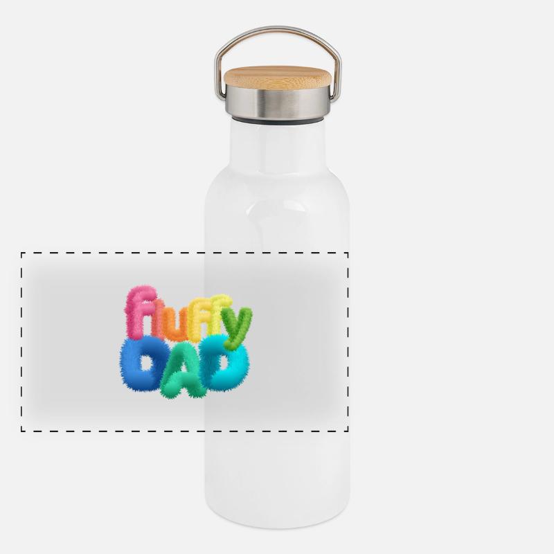 Fluffy Dad – Colorful, Fluffy Typography Panoramic Thermal Bottle with Bamboo Lid