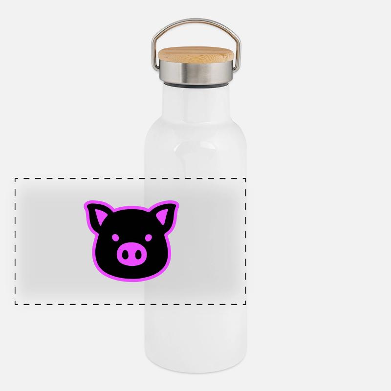 Tête de cochon truie Gourde isotherme avec bouchon en bambou
