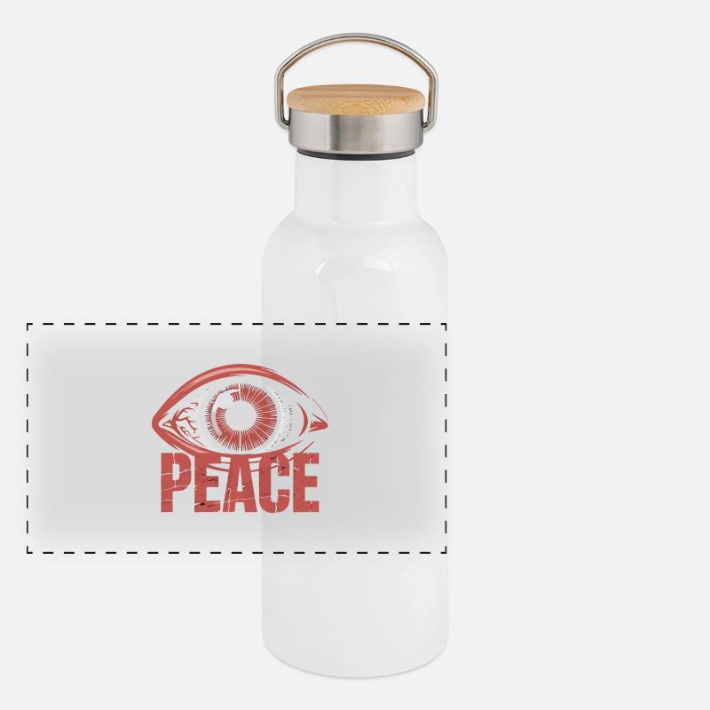 GROSSE BLUTIGE AUGEN Panorama Thermosflasche mit Bambusdeckel
