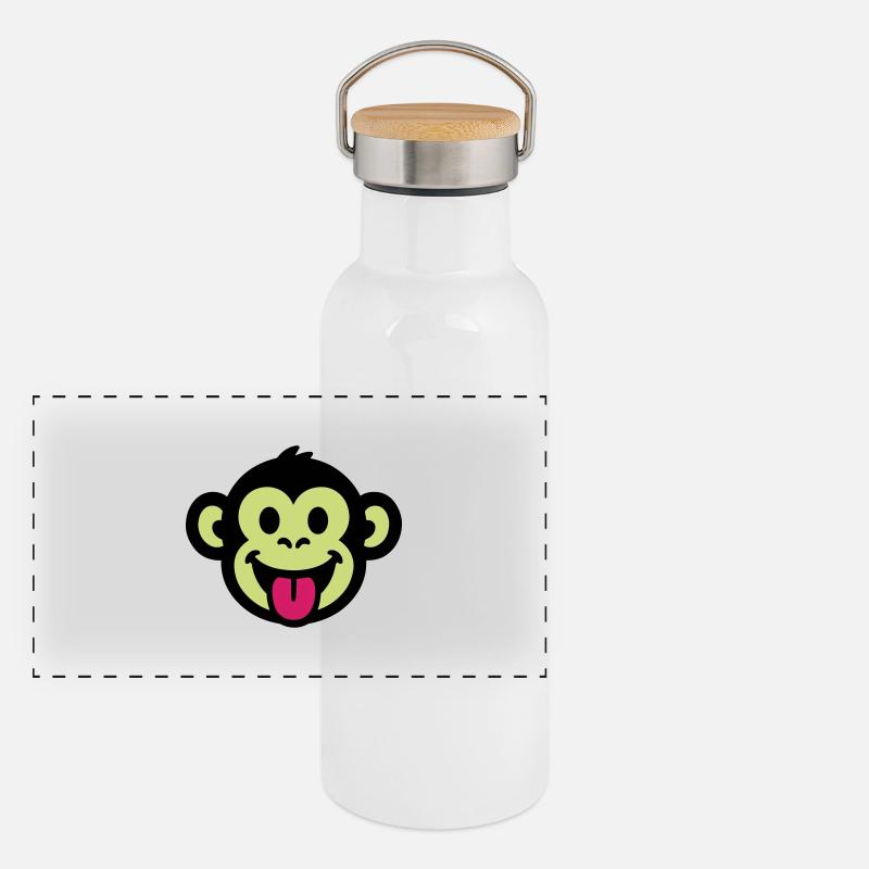 Affe Lustig Comic Panorama Thermosflasche mit Bambusdeckel