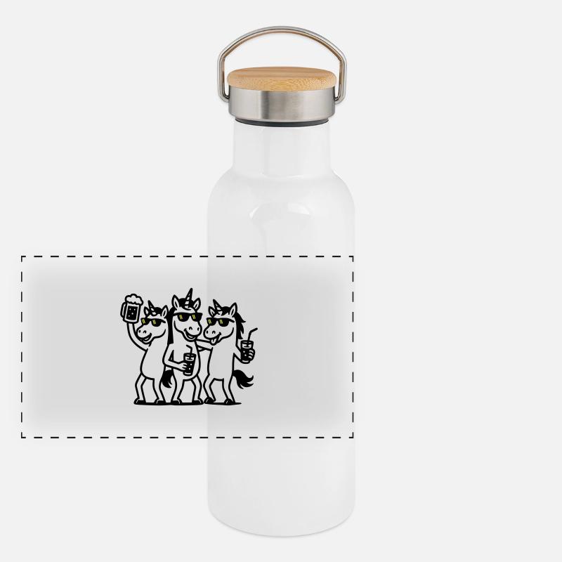 Unicorn Beer Party Panoramic Thermal Bottle with Bamboo Lid