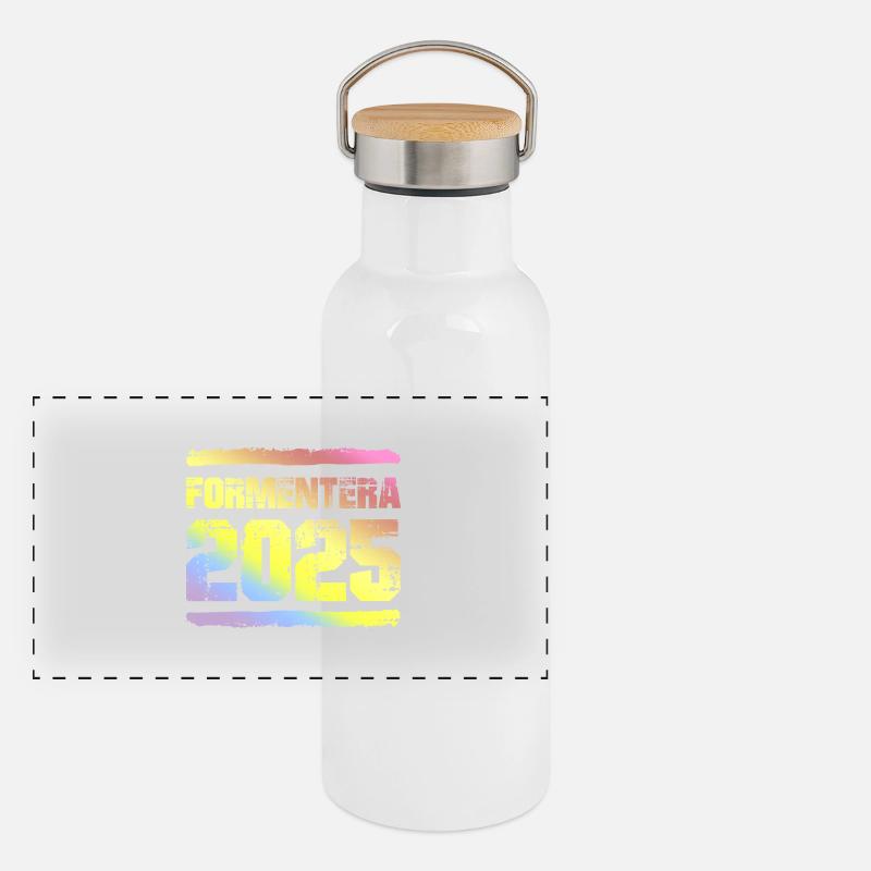 Formentera 2025 Multicoloured Panoramic Thermal Bottle with Bamboo Lid