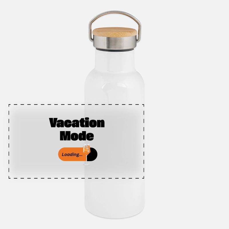 Vacation Mode On – Spritz with Loading Bar (Dark) Panoramic Thermal Bottle with Bamboo Lid