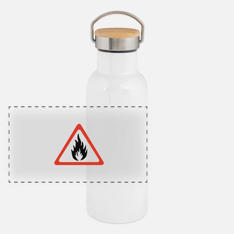 Warning Fire Panoramic Thermal Bottle with Bamboo Lid