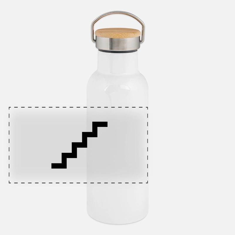 Schwarze Treppe Panorama Thermosflasche mit Bambusdeckel