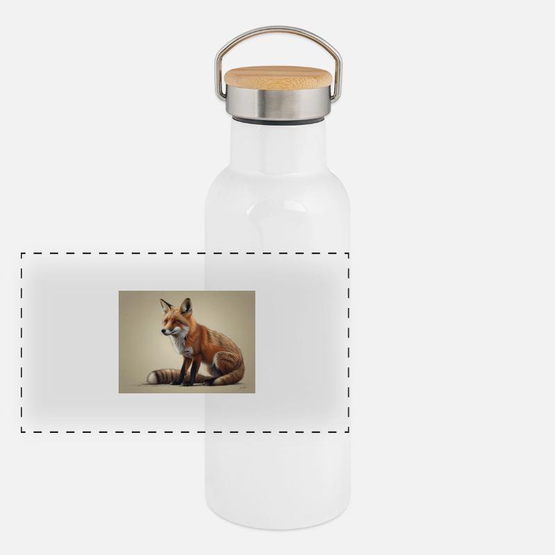 Fuchs Tier Panorama Thermosflasche mit Bambusdeckel