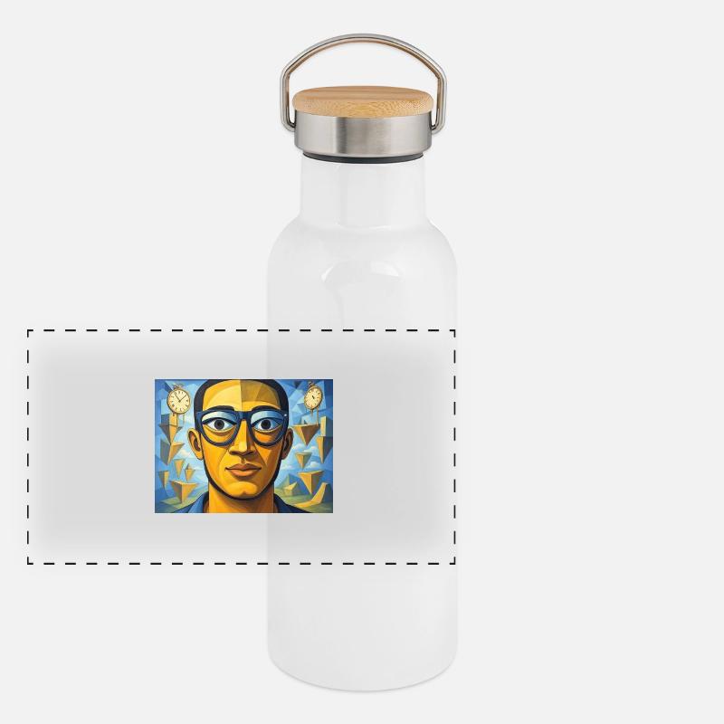 Cubist face Panoramic Thermal Bottle with Bamboo Lid