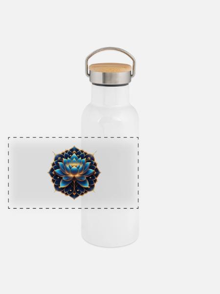 Lotus Harmony -- Beauty in Silence - Panoramic Thermal Bottle with Bamboo Lid - white - Front