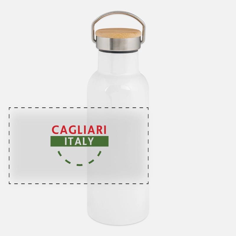 Cagliari Italie Emblème Graphisme Gourde isotherme avec bouchon en bambou