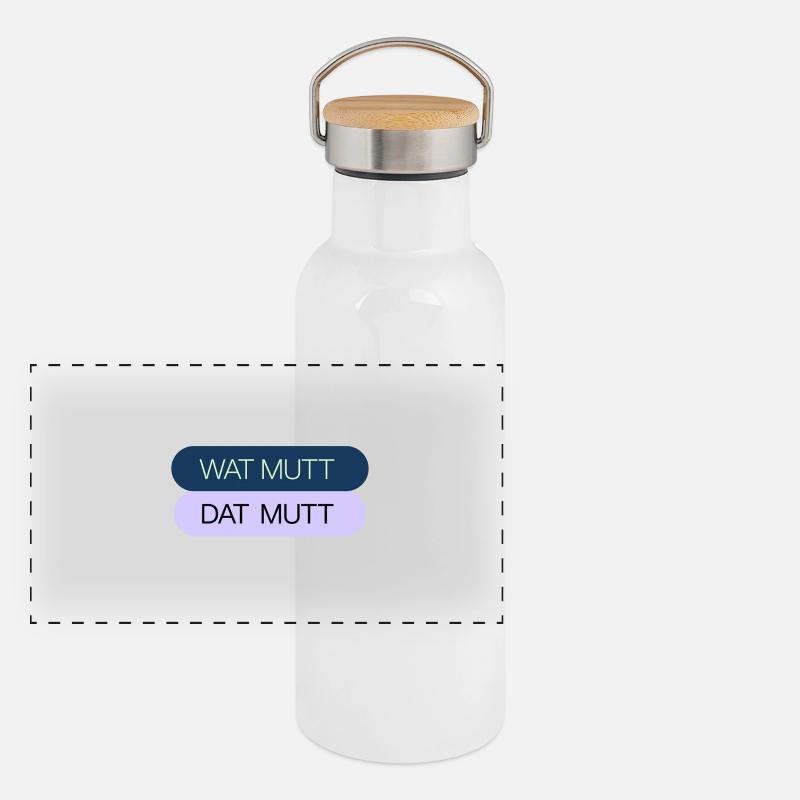 WAT MUTT - DAT MUTT - Panorama Thermosflasche mit Bambusdeckel - Weiß