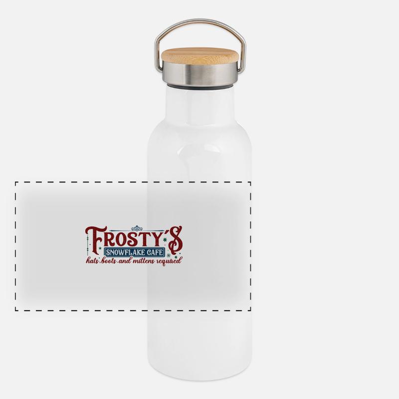 Frosty’s Snowflake Café Panorama Thermosflasche mit Bambusdeckel