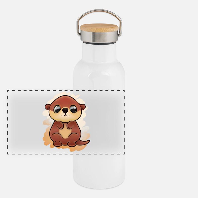 Otter (Kawaii) Panoramic Thermal Bottle with Bamboo Lid