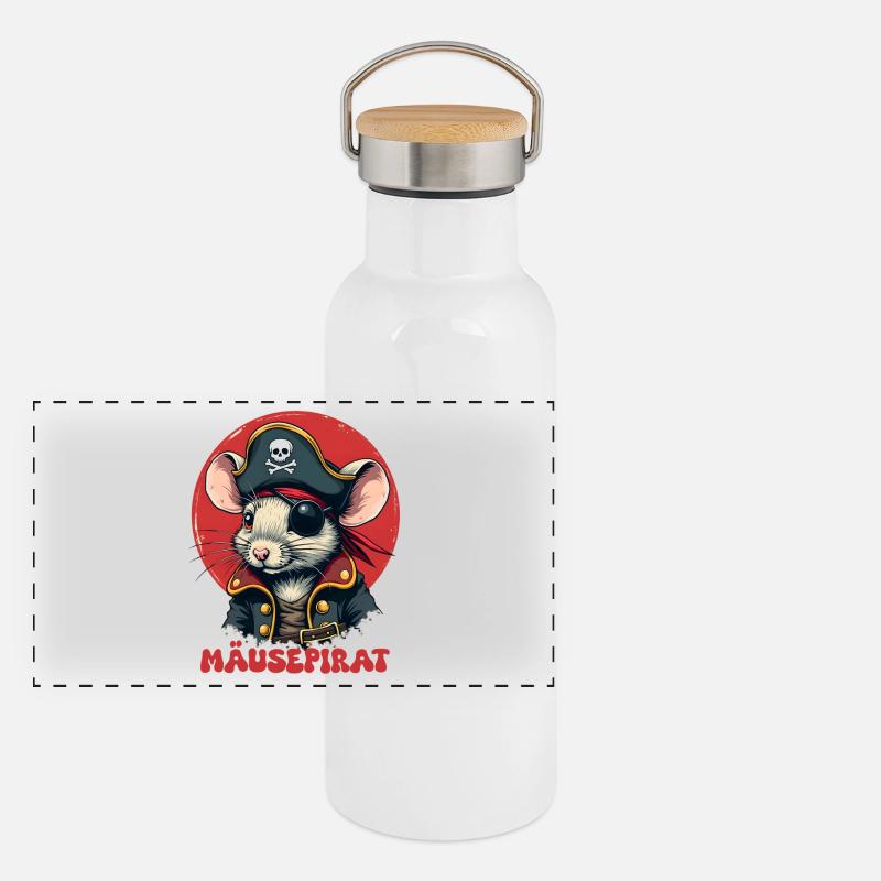 Mäusepirat Panorama Thermosflasche mit Bambusdeckel
