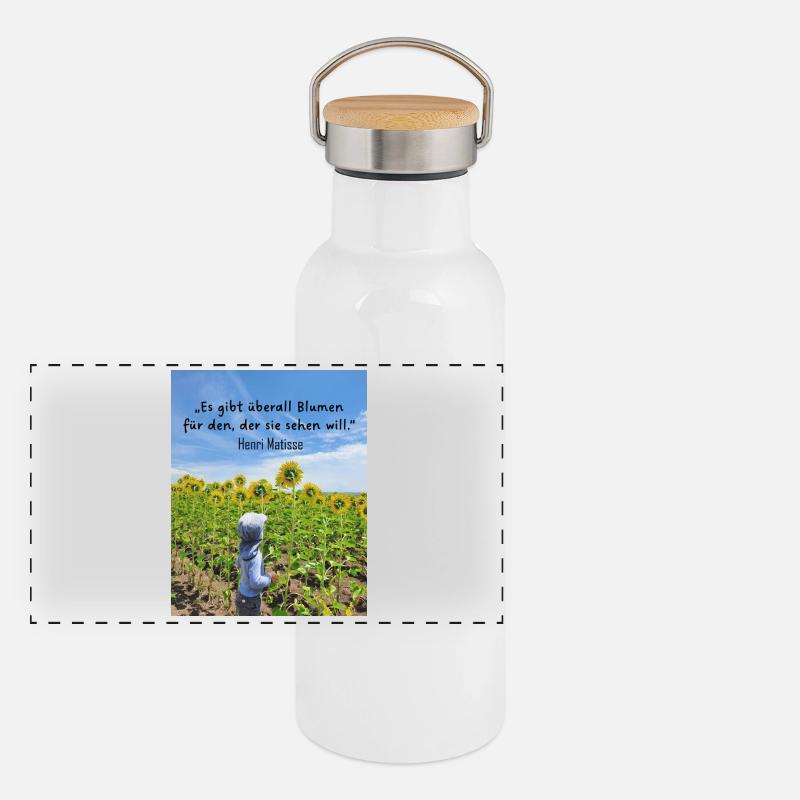 Überall Blumen 2 Panorama Thermosflasche mit Bambusdeckel