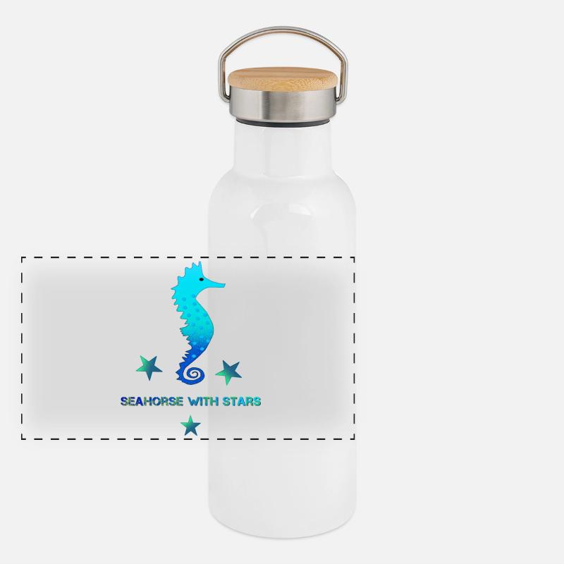 Hippocampe passé natation badge natation Gourde isotherme avec bouchon en bambou