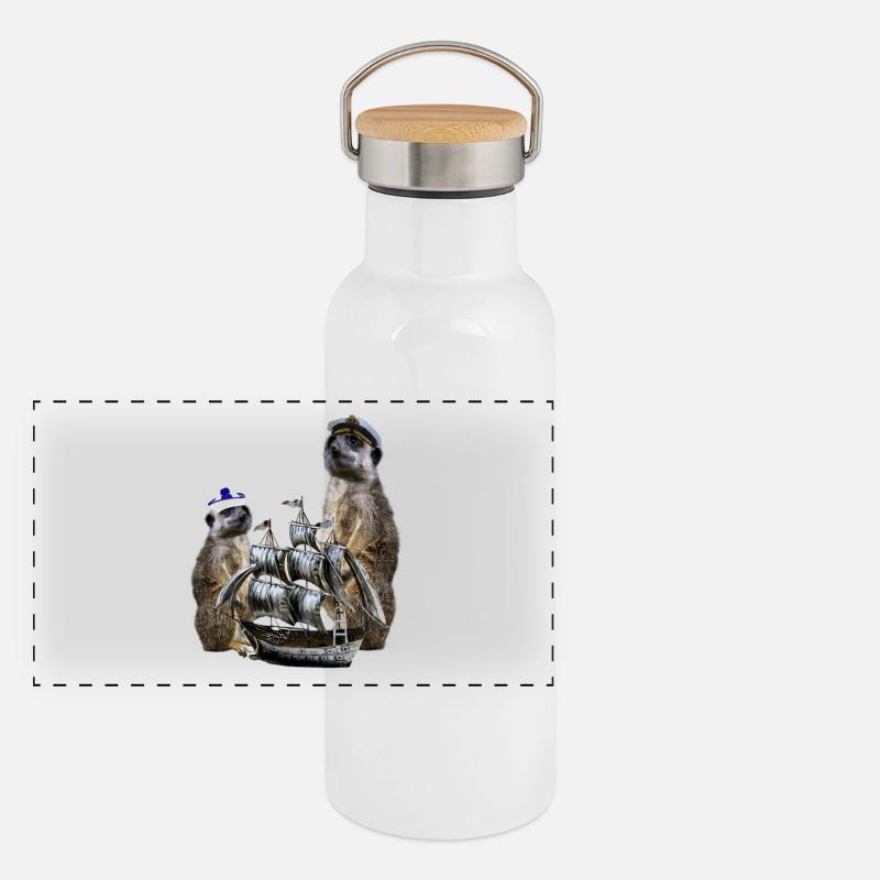 Kapitän-Erdmännchen Panorama Thermosflasche mit Bambusdeckel