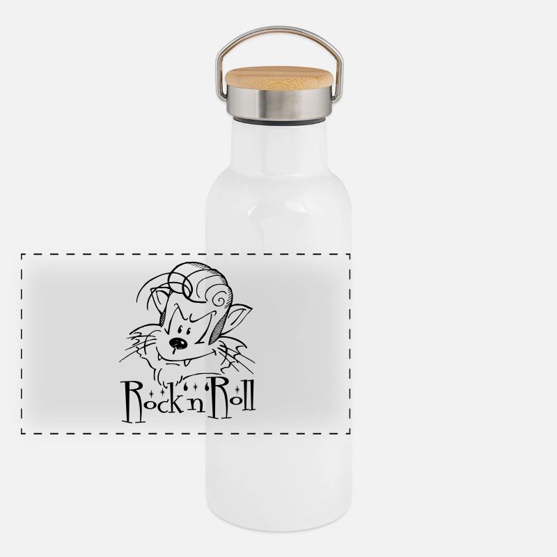Rock'n'Roll Cat Gourde isotherme avec bouchon en bambou