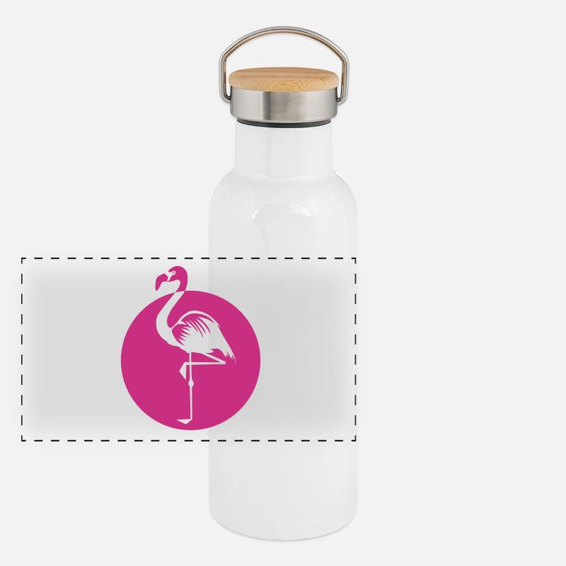 Flamingo pink summer pink bird waterfowl district Panoramic Thermal Bottle with Bamboo Lid