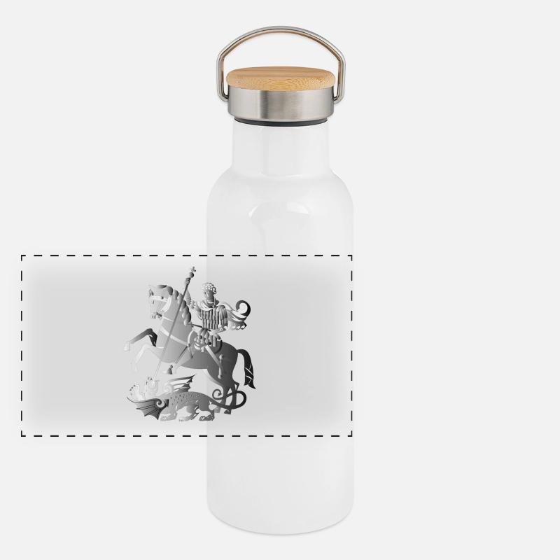 drag 177 - Panorama Thermosflasche mit Bambusdeckel - Weiß