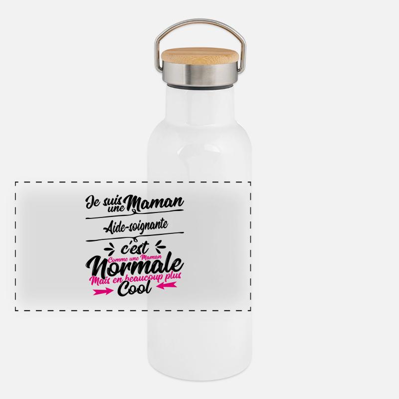 Maman Aide-soignante cadeau Gourde isotherme avec bouchon en bambou