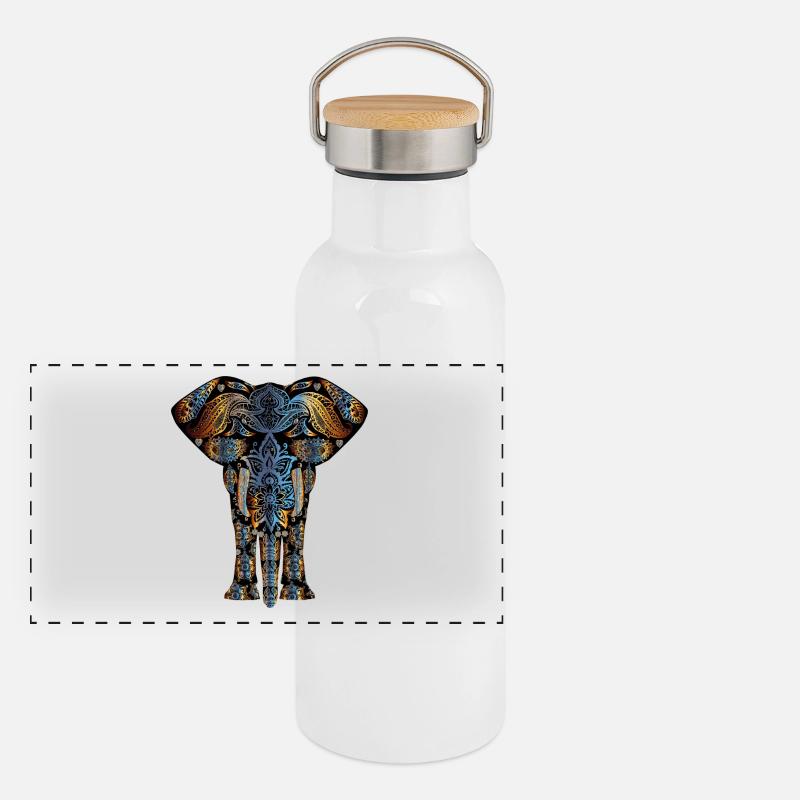 Elephant abstract art design special gift Panoramic Thermal Bottle with Bamboo Lid
