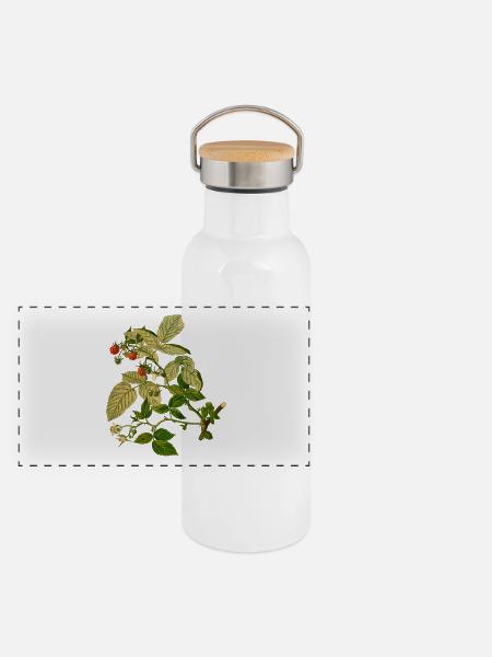 herbes thym romarin persil origan aneth - Gourde isotherme avec bouchon en bambou - blanc - Devant